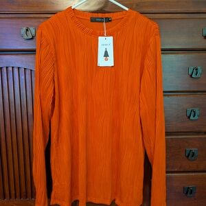 Zesica Women's Orange Textured Tunic Top